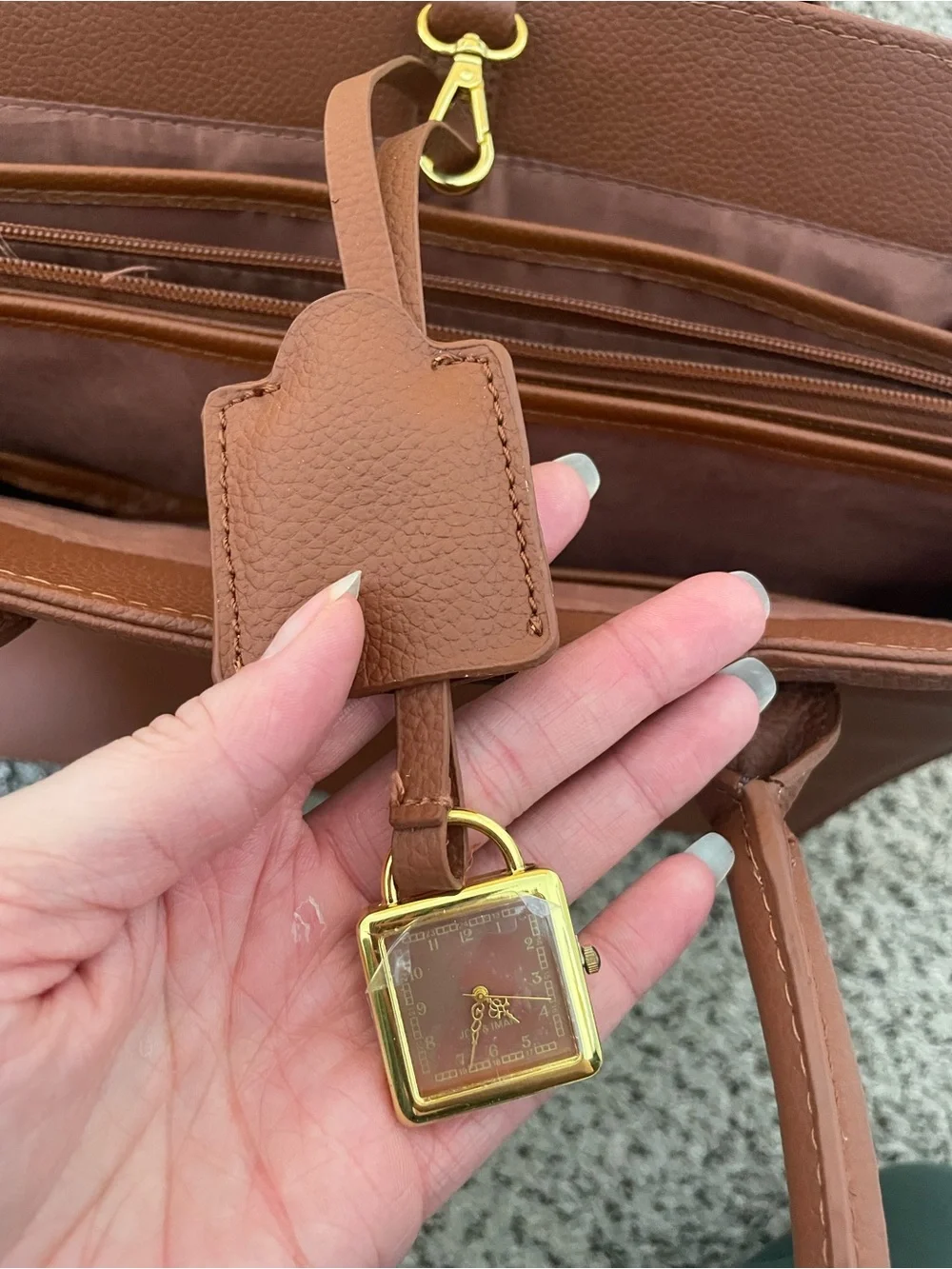 JOY & IMAN Essentials Brown Leather Tote w/ Original Watch and Flashlight